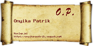 Onyika Patrik névjegykártya